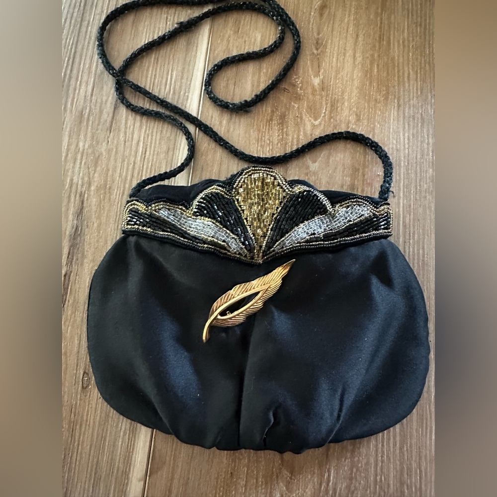 Vintage ADG Art Deco Evening Purse with Vintage Brooch